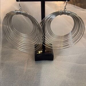 Silver-tone Boho Multi Metal Hoops Earrings